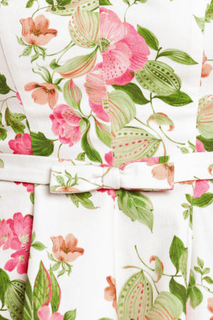 Floral top with pink flowers and green leaves on a white background | Flying Tomato