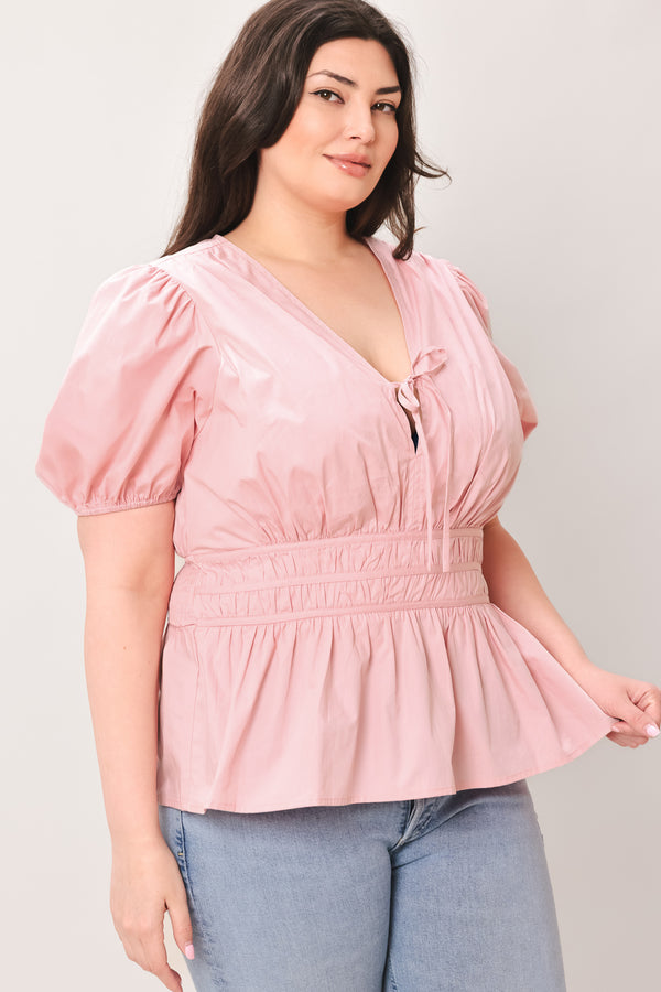 LOVELY CHARM PINK WOVEN TOP.