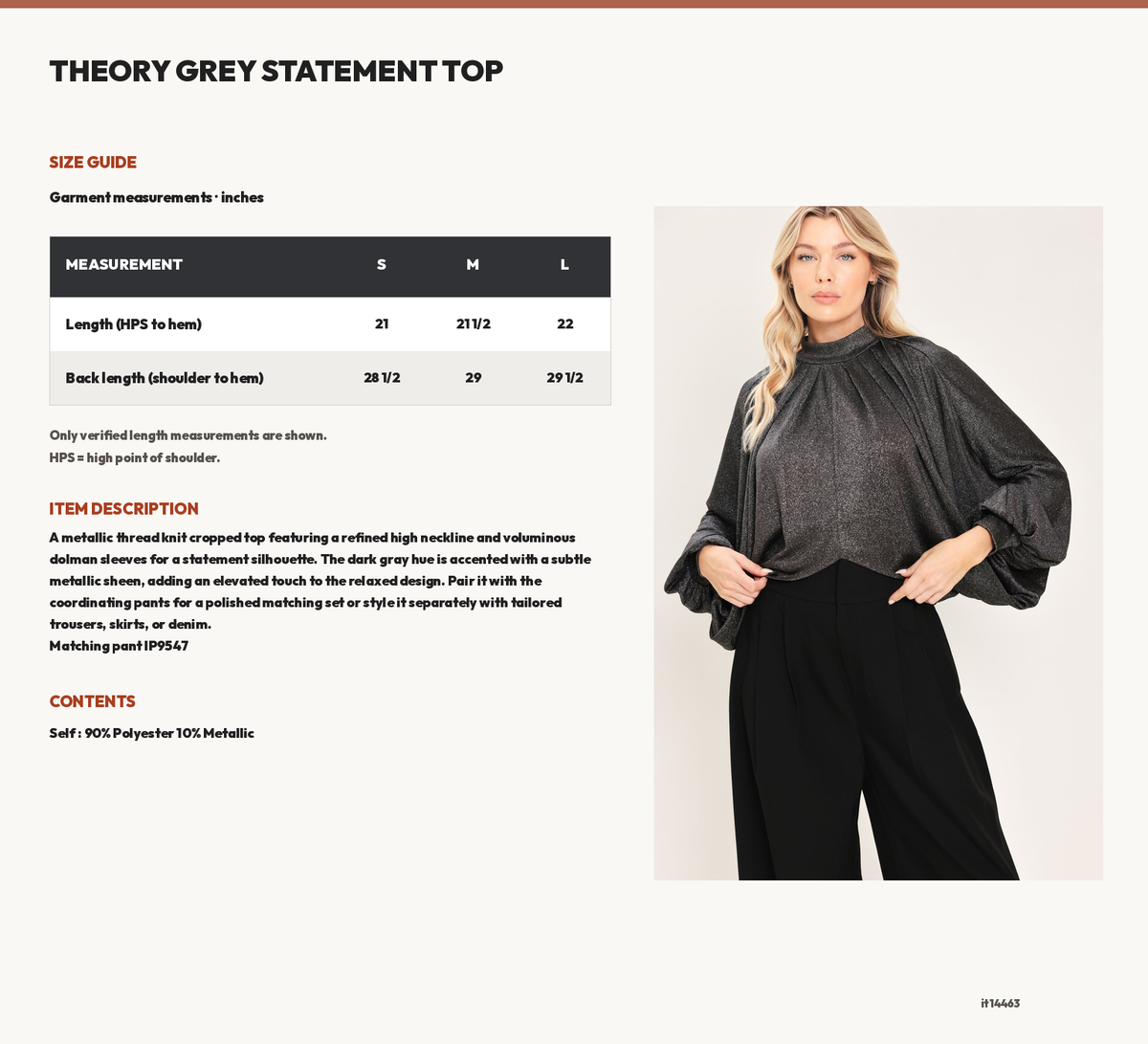 THEORY GREY STATEMENT TOP size chart
