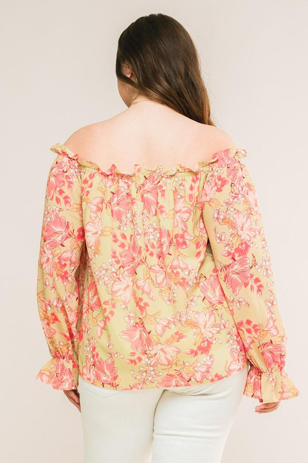 FEELS LIKE FATE WOVEN OFF SHOULDER TOP.