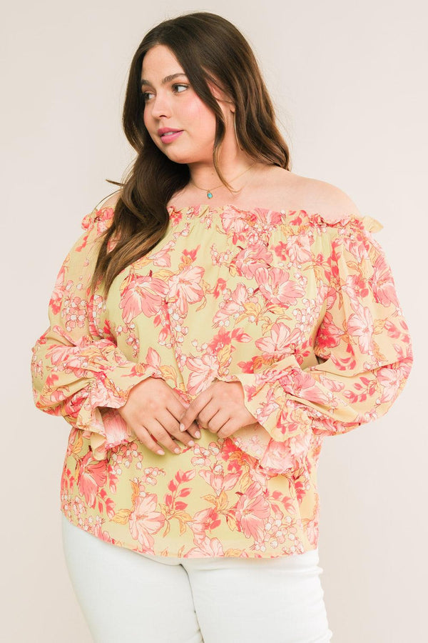 FEELS LIKE FATE WOVEN OFF SHOULDER TOP.