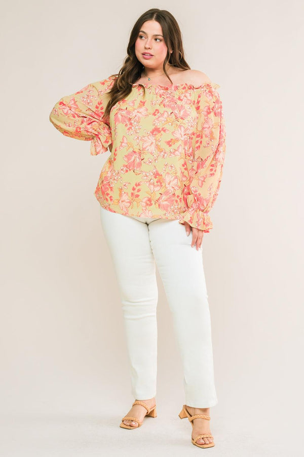FEELS LIKE FATE WOVEN OFF SHOULDER TOP.