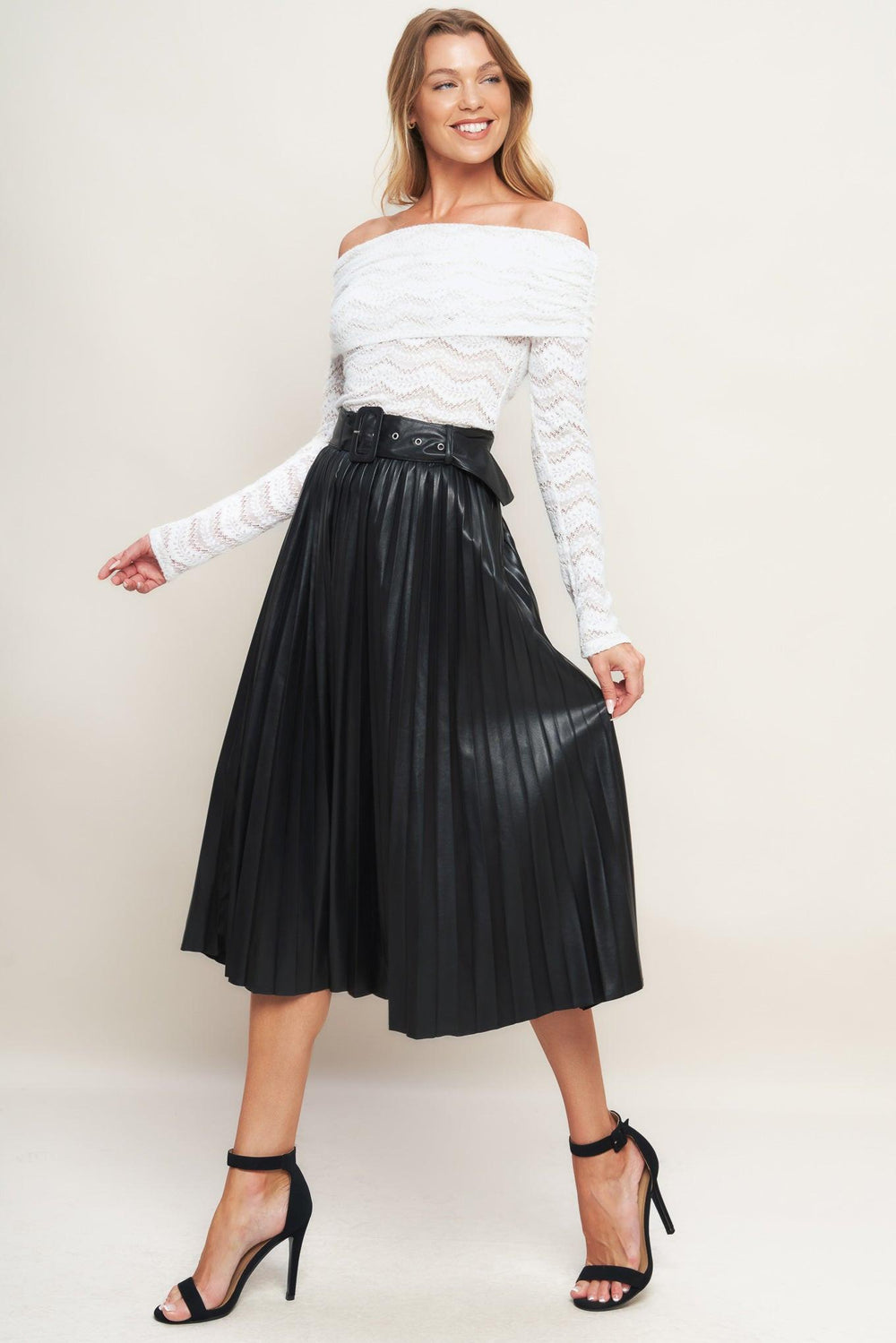 YOU FILL MY LIFE WITH LEATHER MIDI SKIRT.