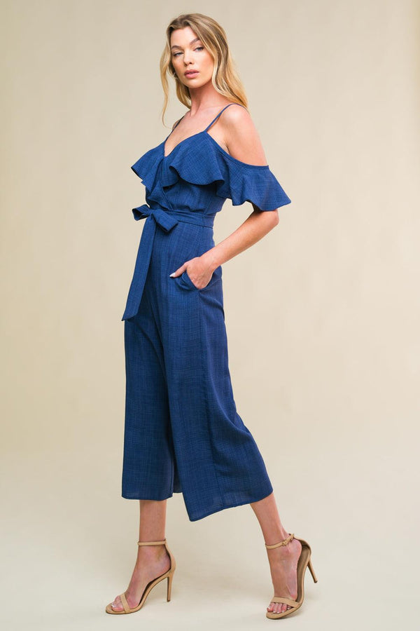 SING ME BACK HOME WOVEN JUMPSUIT.