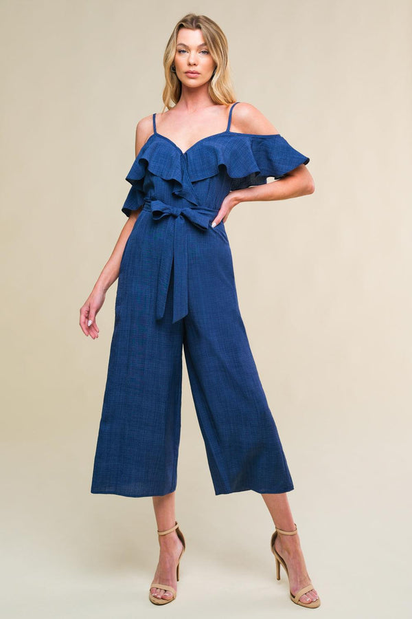 SING ME BACK HOME WOVEN JUMPSUIT.