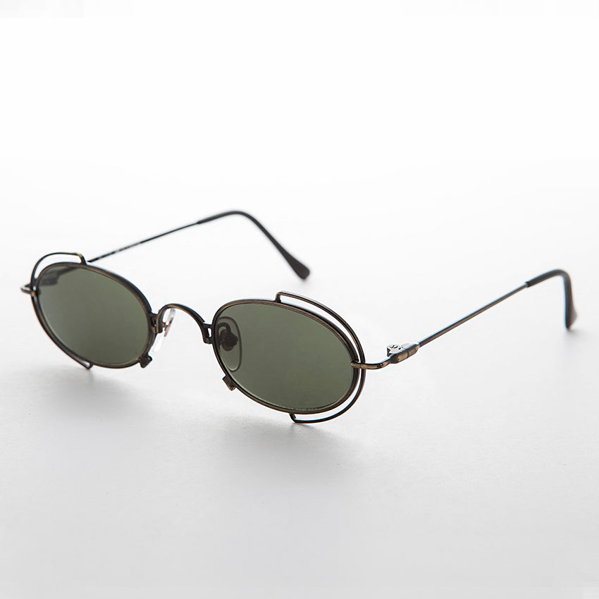 Tiny Oval 90s Metal Vintage Sunglasses - Klaus