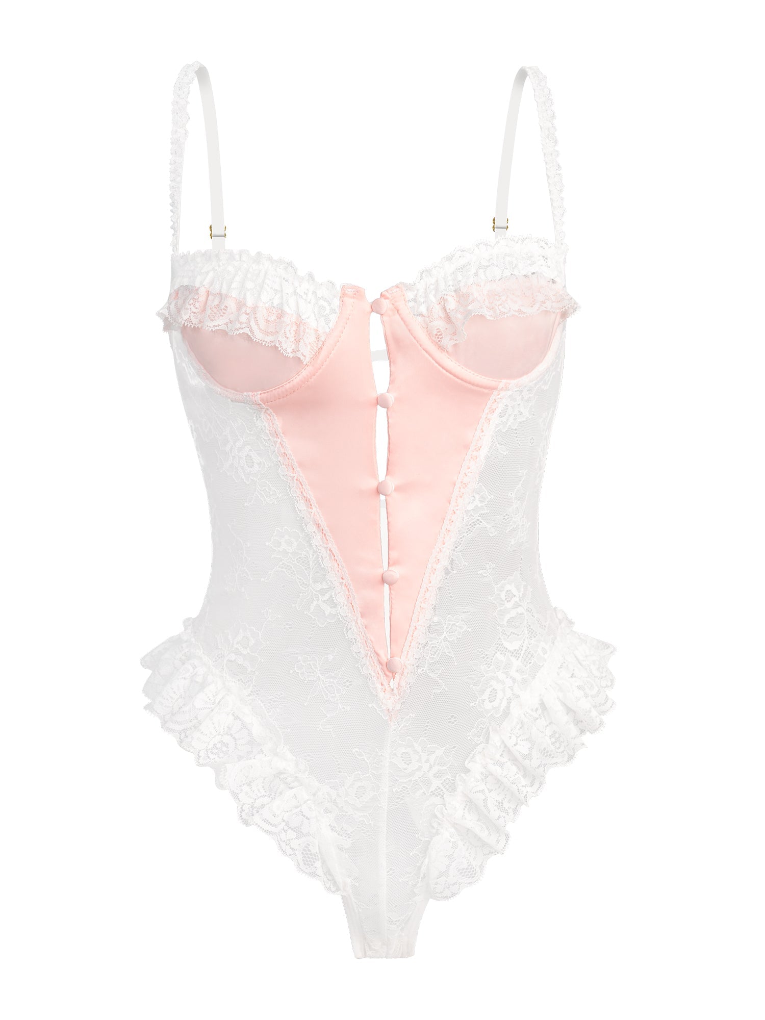 Pink&White Sexy Lace Bodysuit