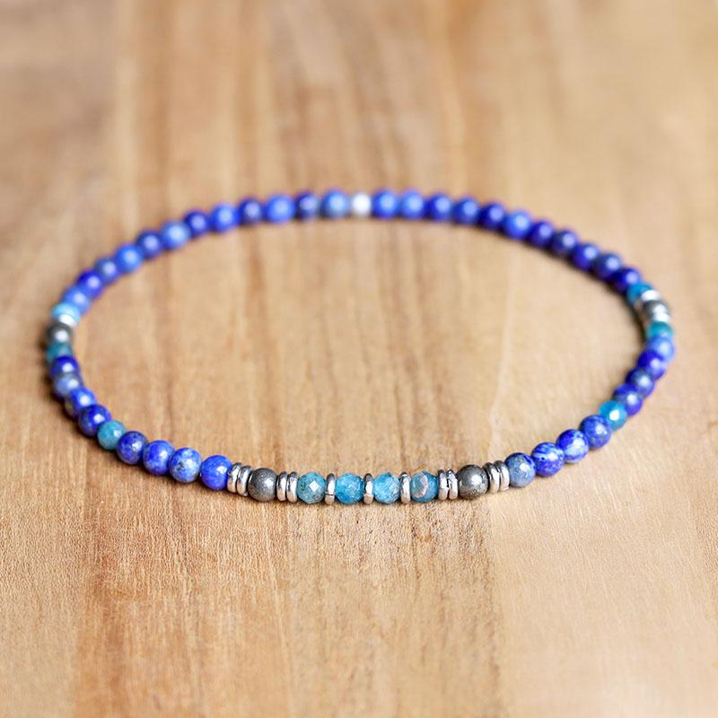 "Intuition" Lapis Lazuli and Apatite Delicate Anklet