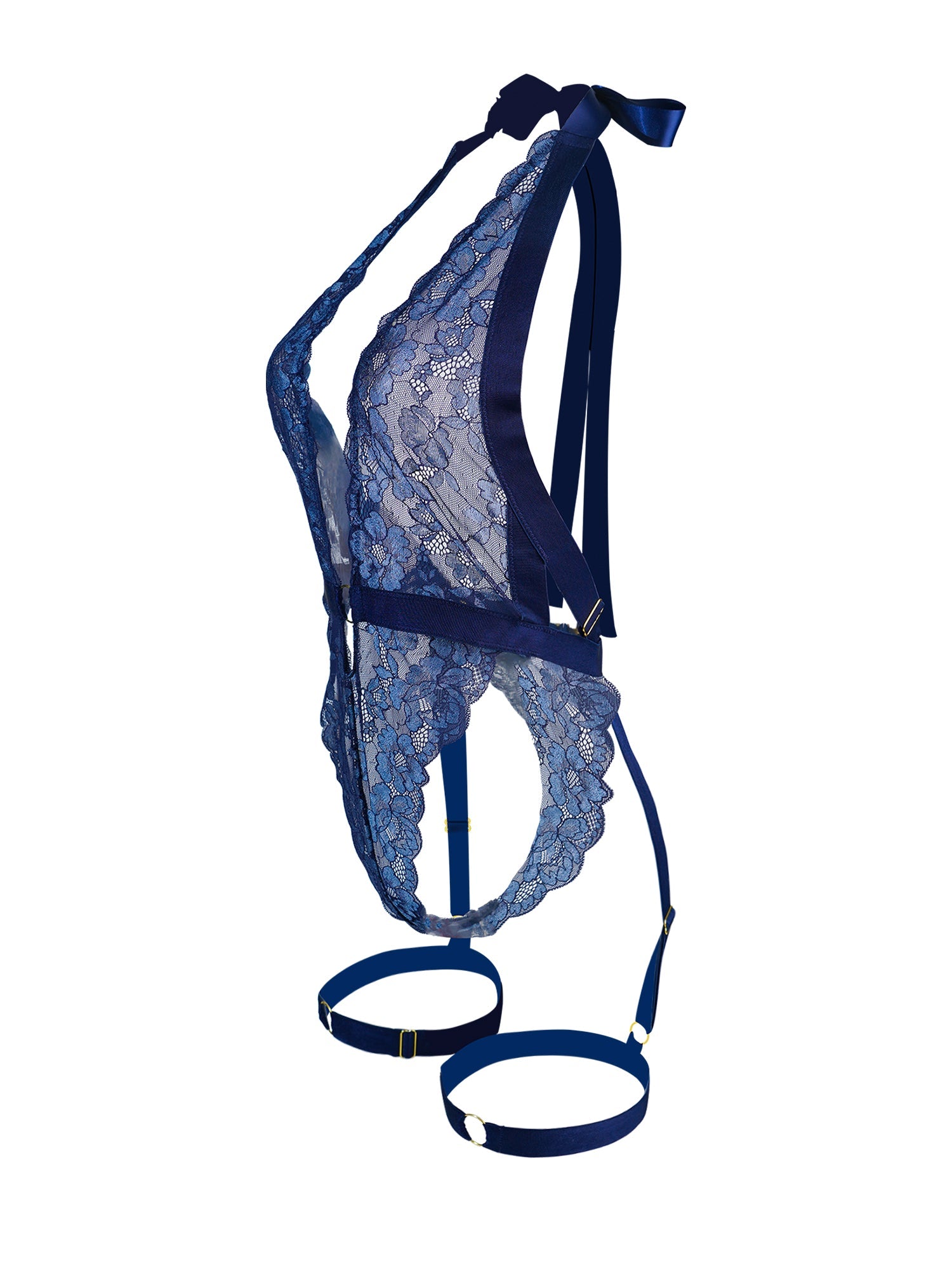 Blue Sexy Lace Suspenders Shapewear