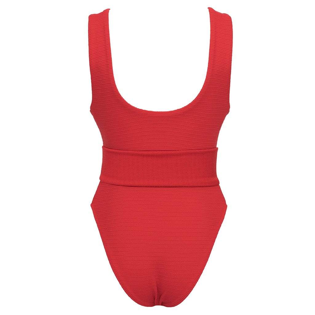 Crimson Micro Scrunch Kim One-Piece w/Belt