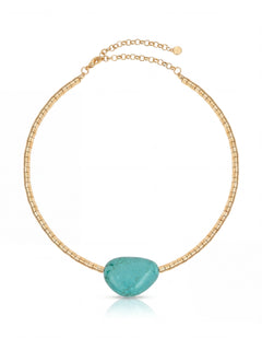 Beaded Turquoise Nugget Necklace
