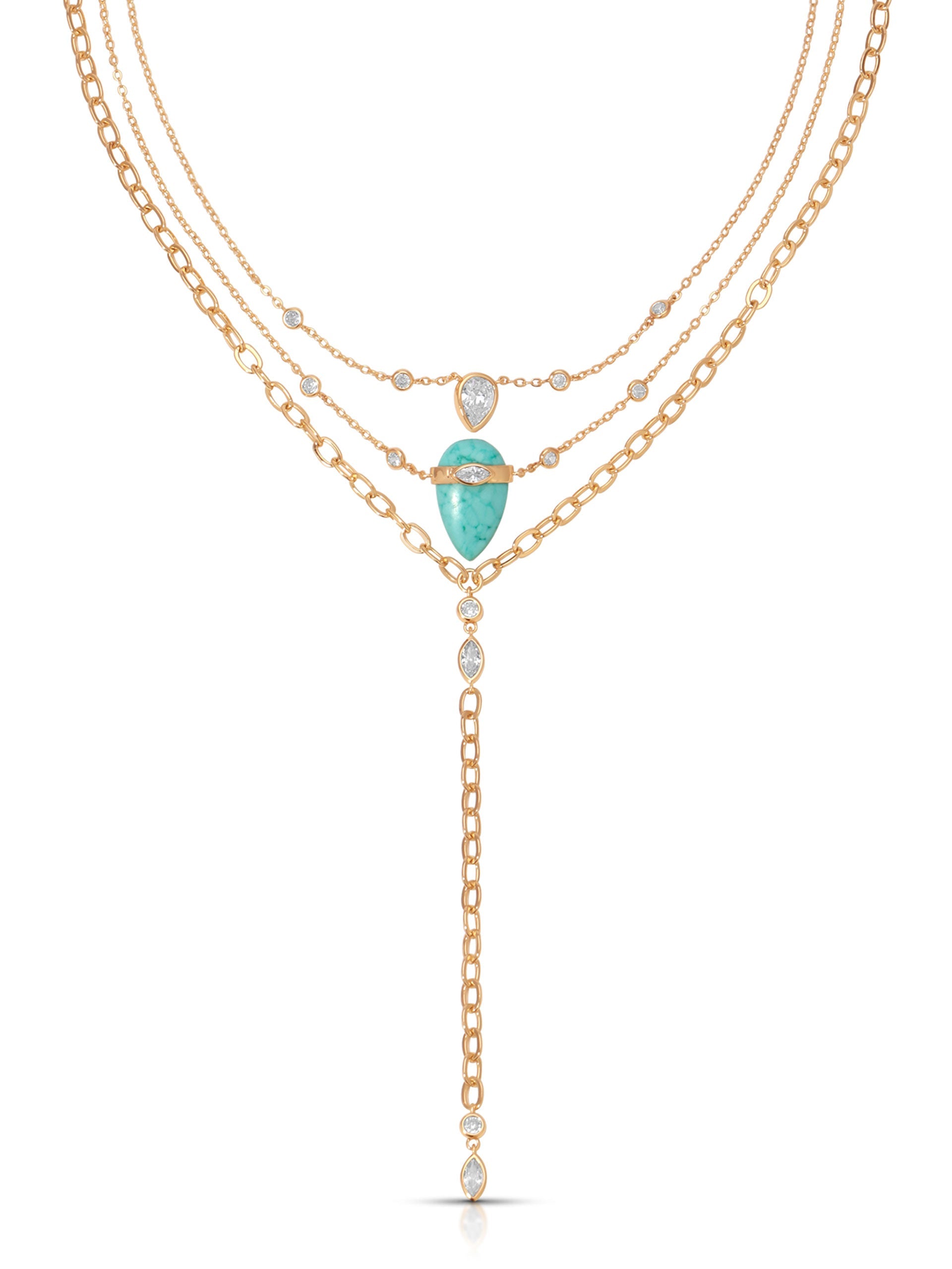 Turquoise Solstice Layered Necklace - Flying Tomato - Necklaces - Ettika