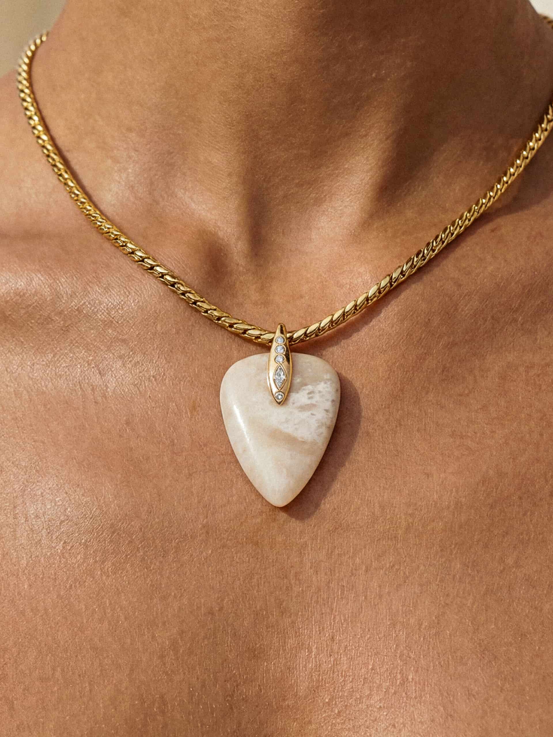 Solstice Pendant Choker in Bone.