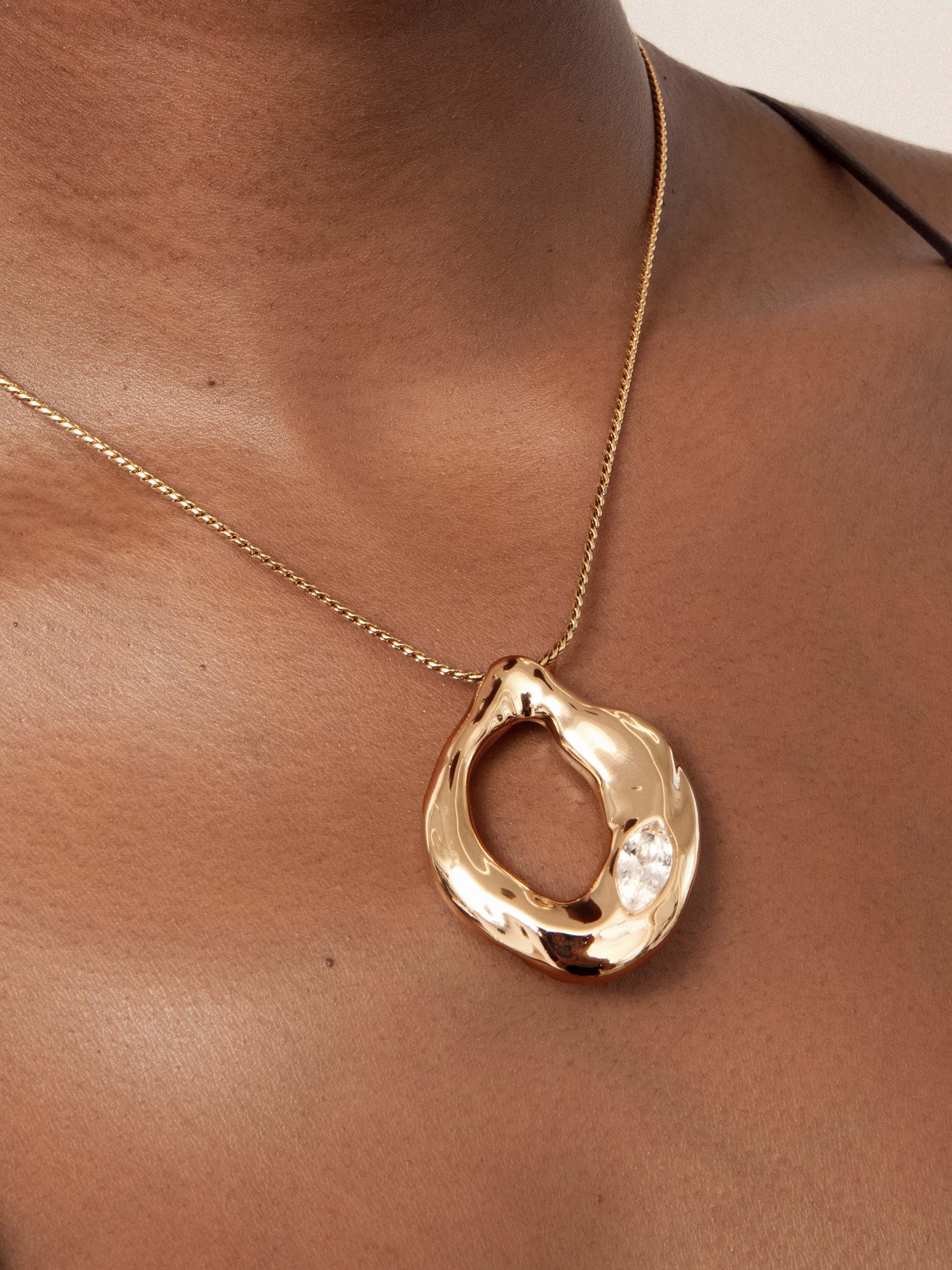 Molten Marquise Pendant Necklace.