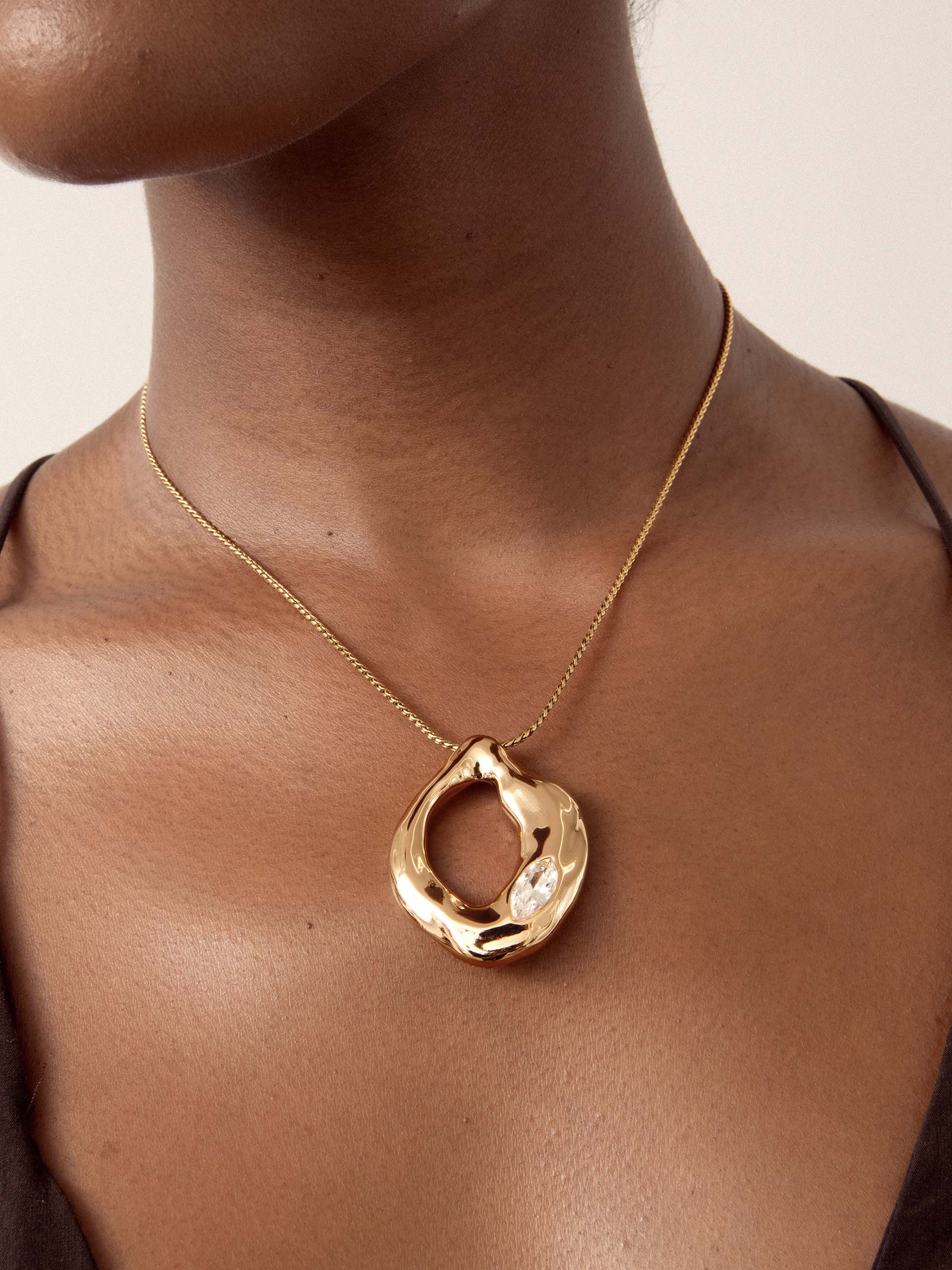 Molten Marquise Pendant Necklace.