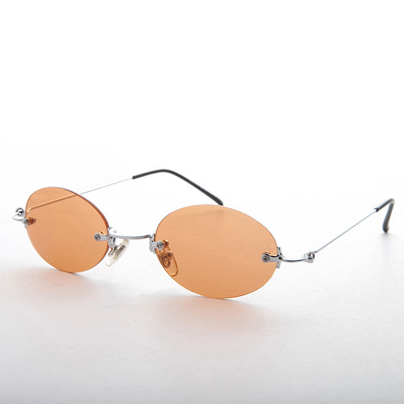 90s Vintage Rimless Oval Colored Lens Sunglass - Piper