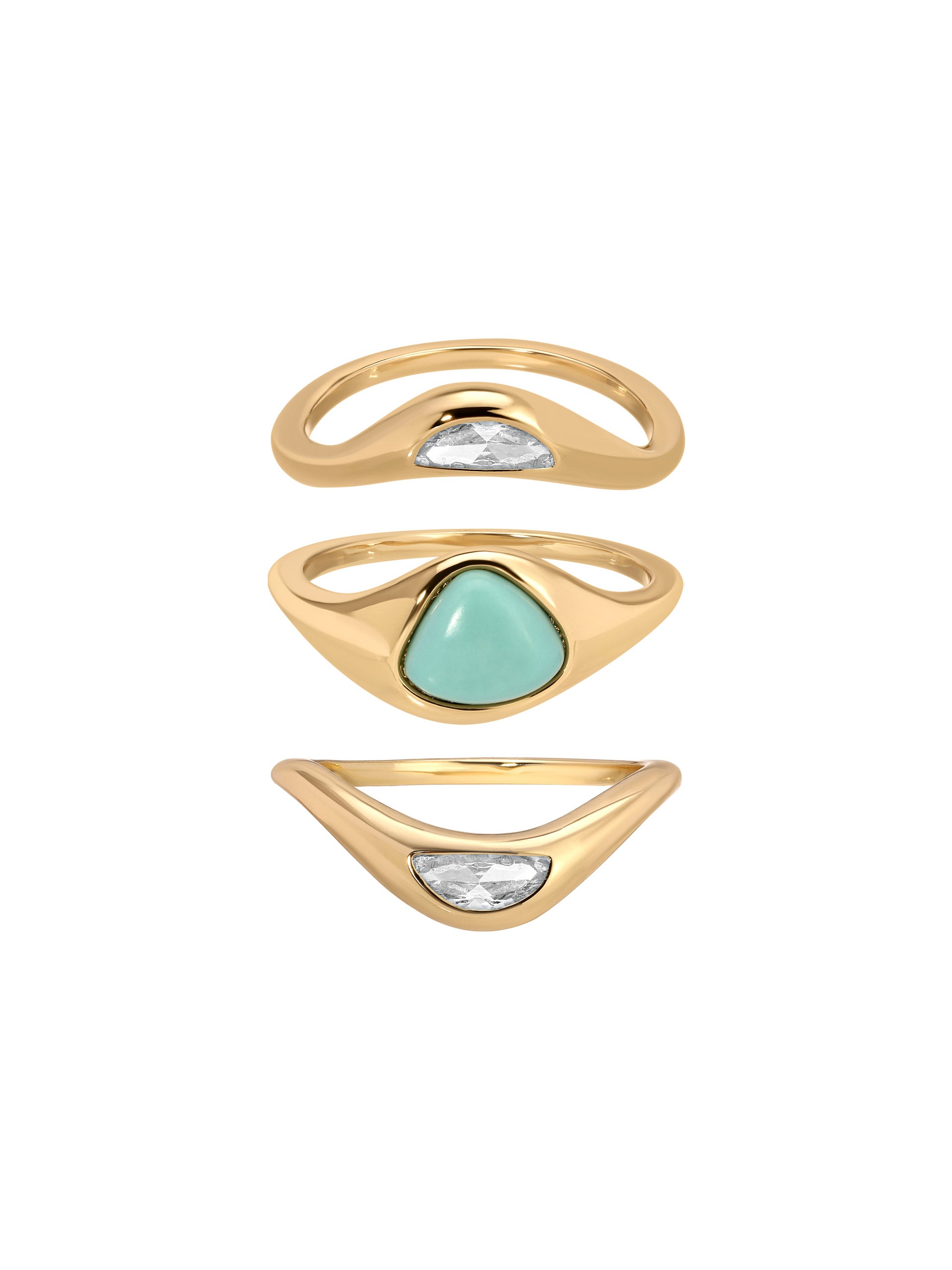 Turquoise Solstice Ring Stack - Flying Tomato - Rings - Ettika