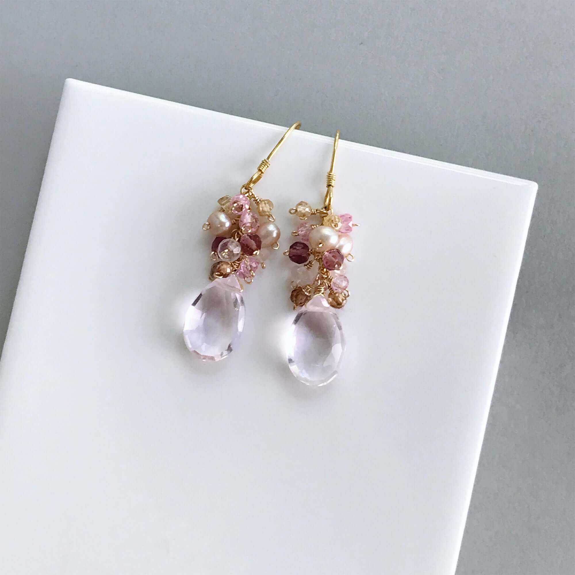 The Bala Earring - Rose Pink Clear Quartz