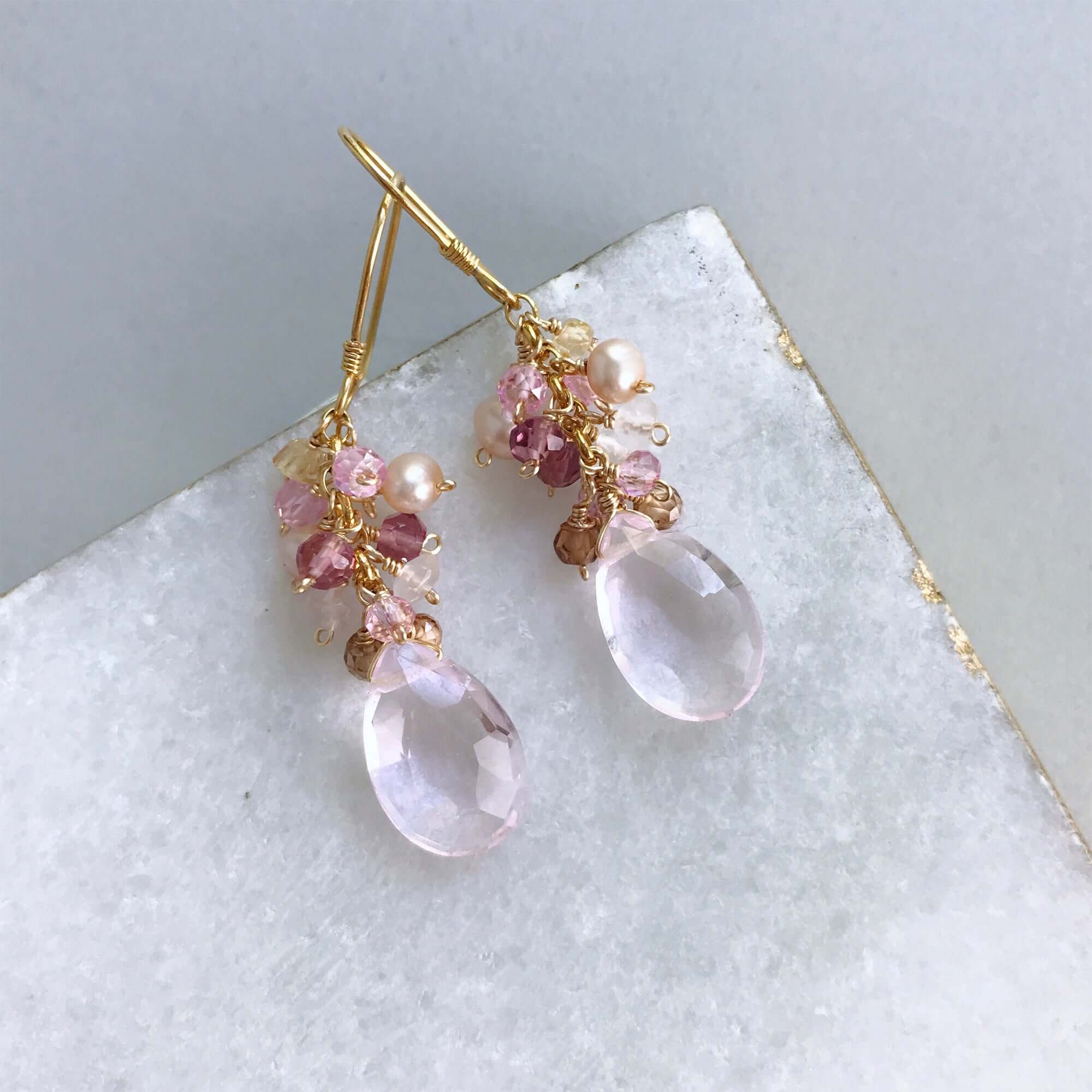 The Bala Earring - Rose Pink Clear Quartz