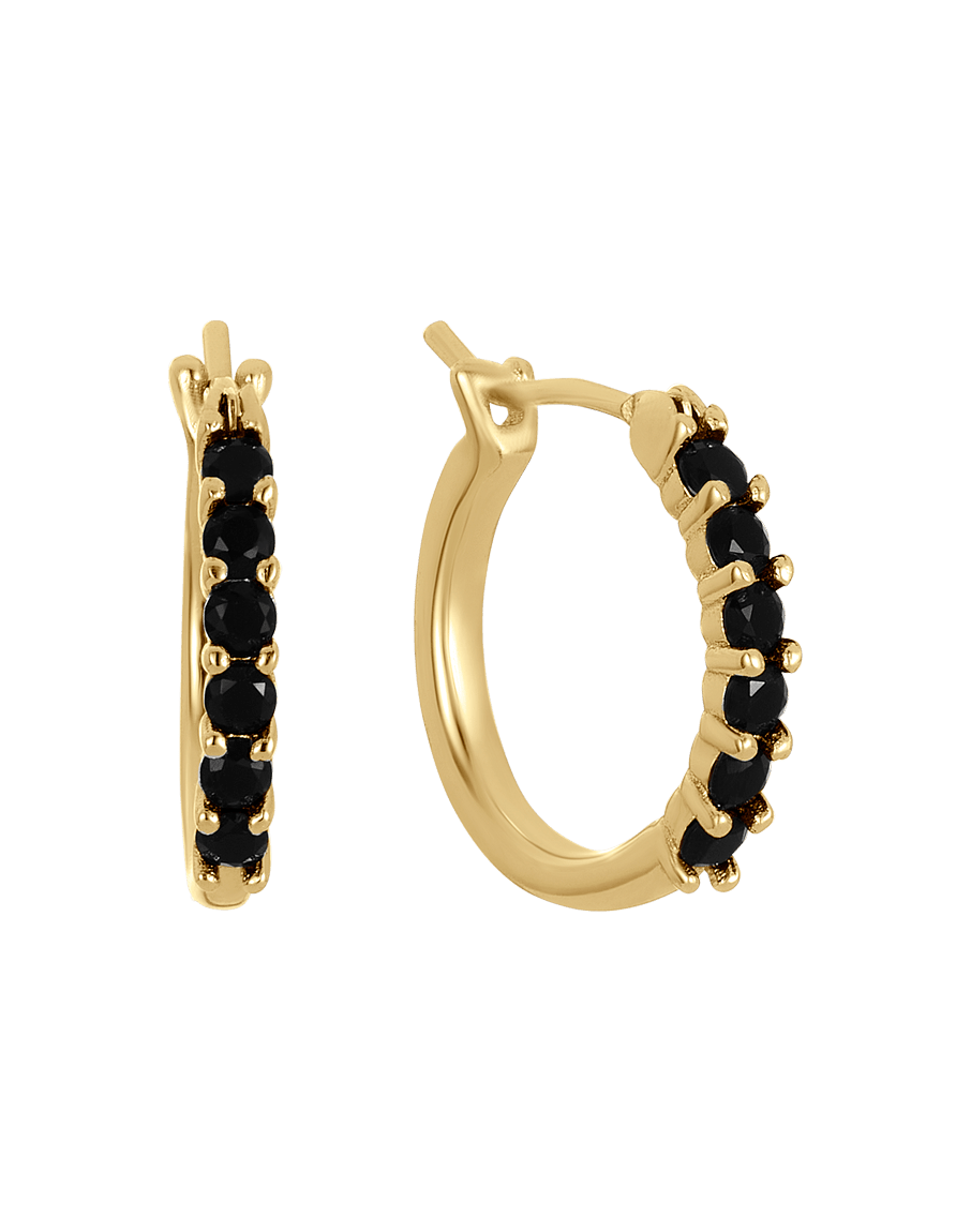 Noir Huggie Hoops