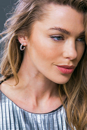 RUBY HOOP EARRINGS.