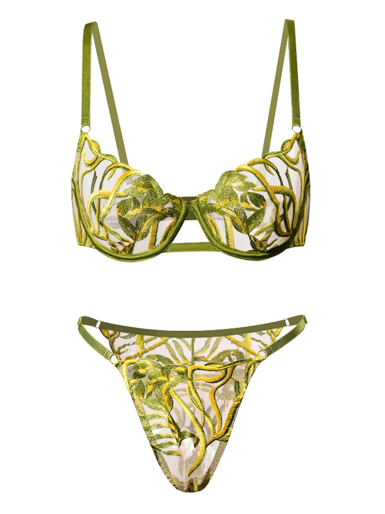 Green Leaves Lingerie Set