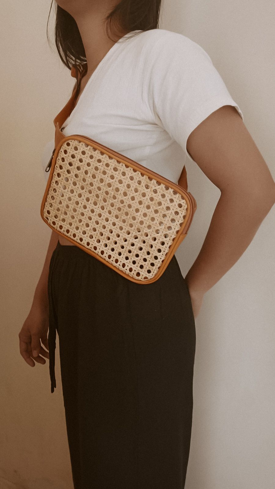 Vera Leather and Cane Belt Bag - Flying Tomato - Bags + Purses - Village Thrive