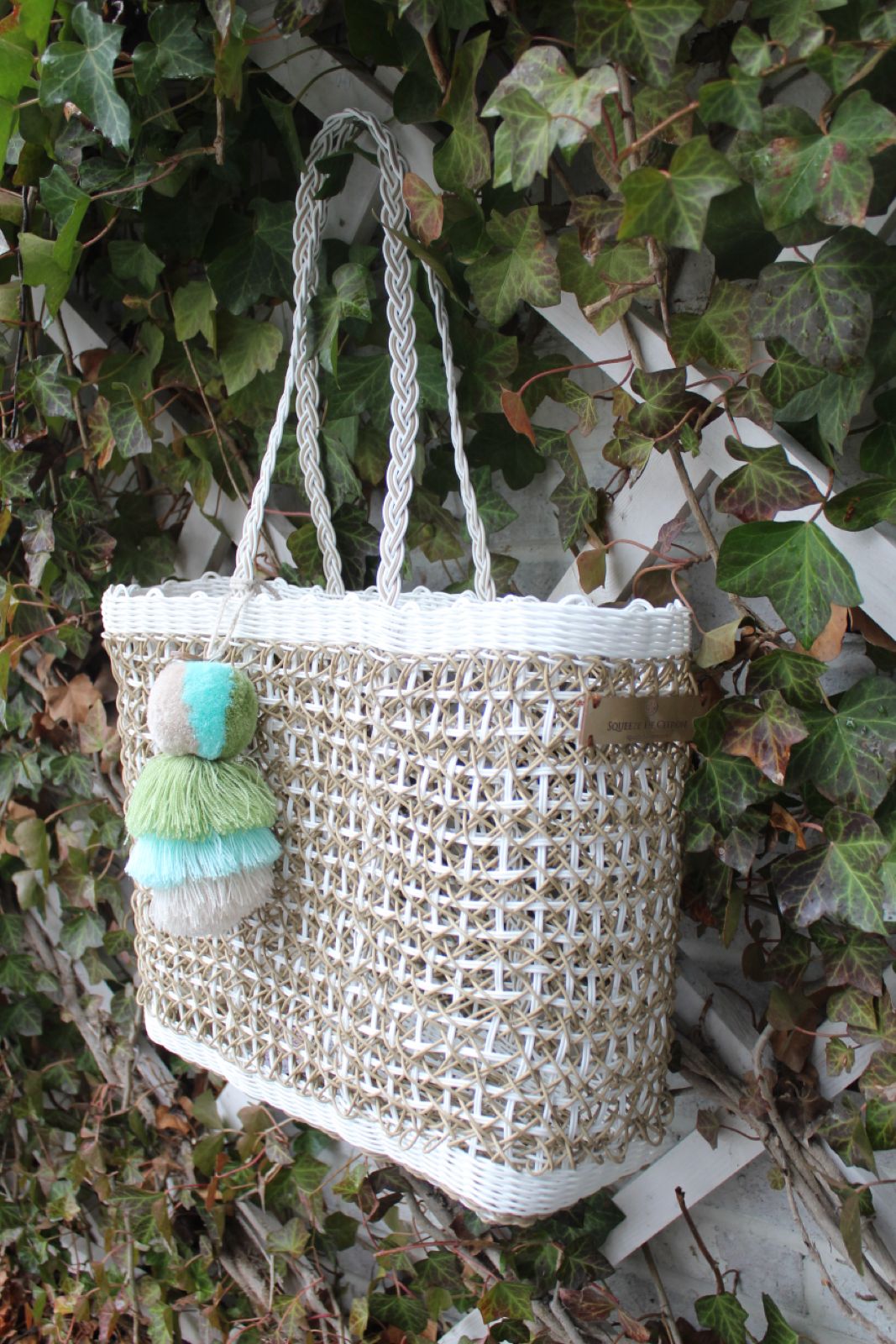 Sand Coastal Cable Citron Tote