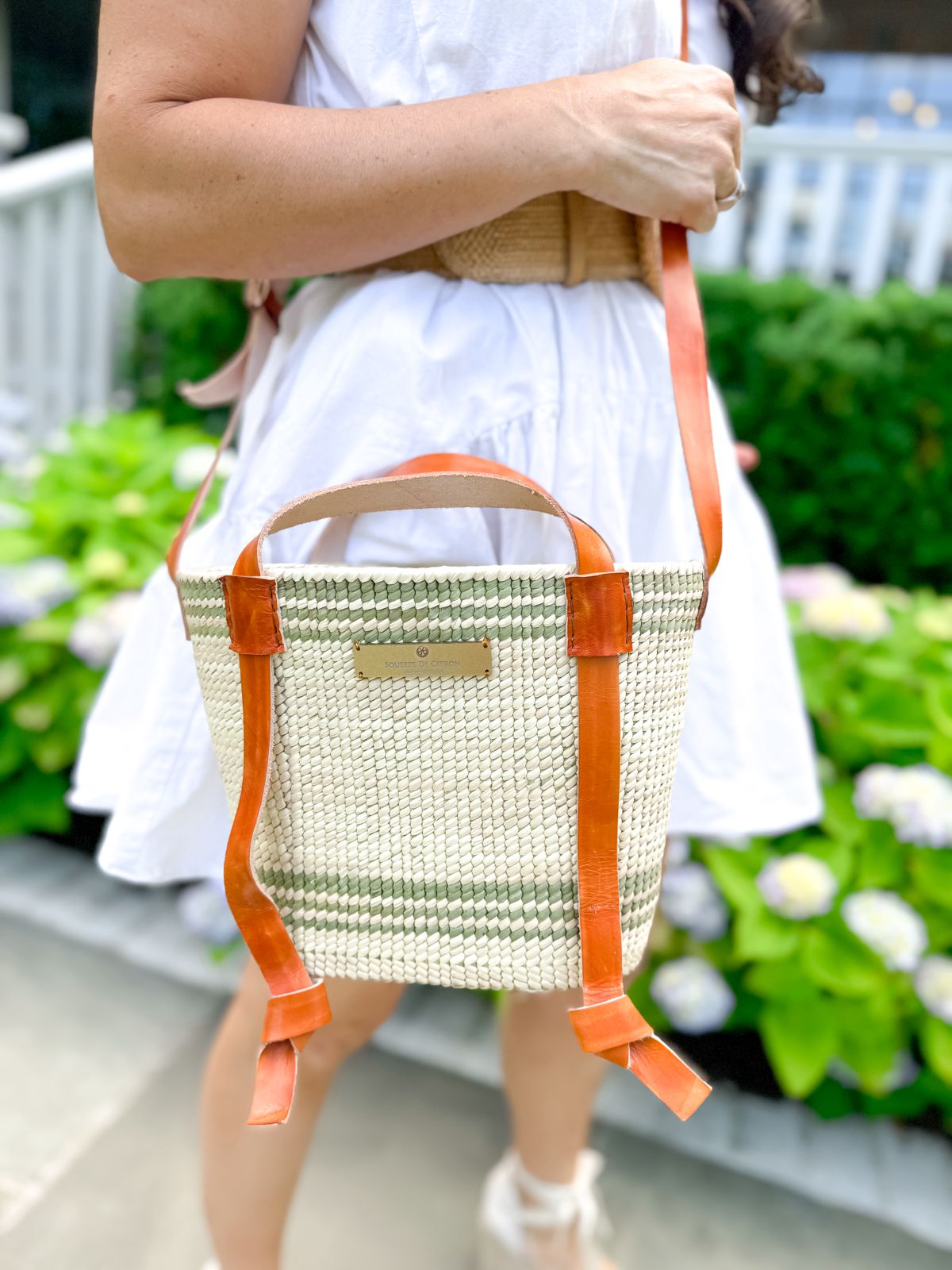 Fine Palm Bell Citron Tote in Sage