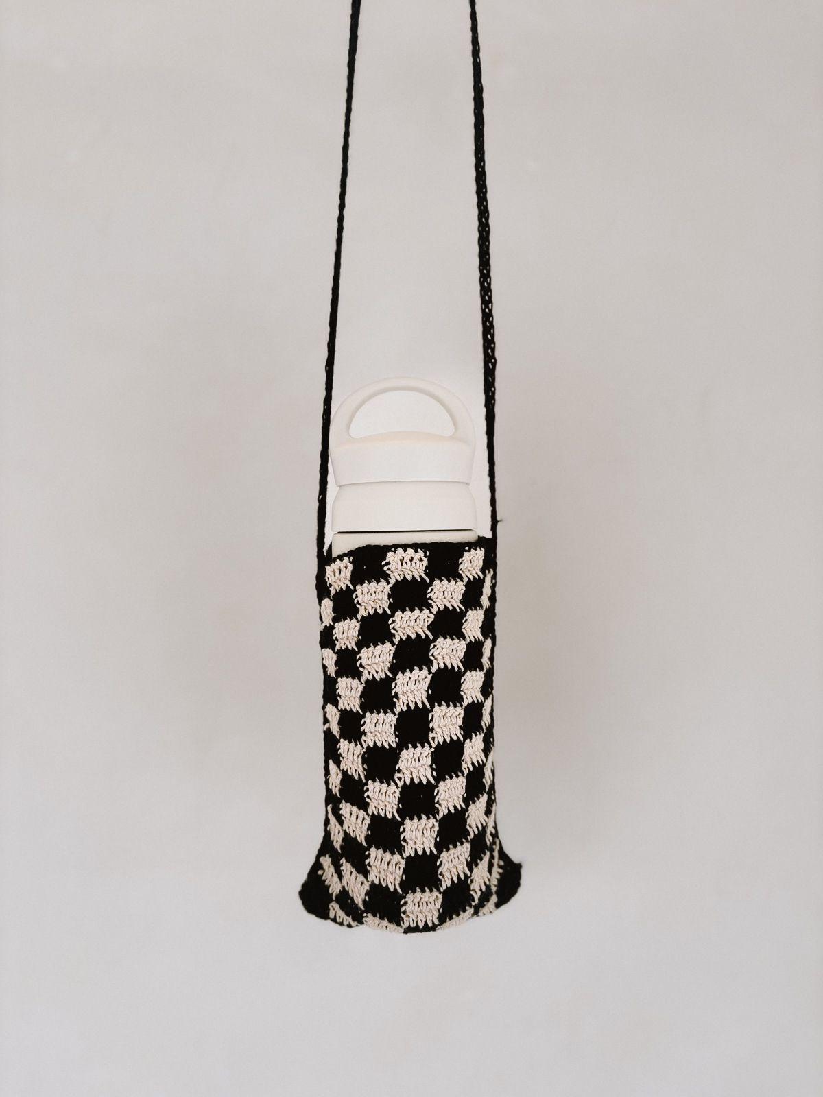 Checkered Crochet Phone Sling Bag.