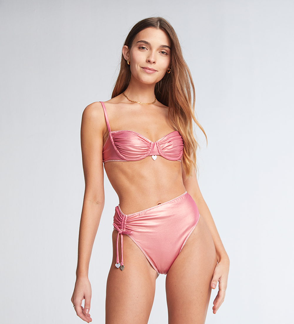 Arabella Metallic Pink Bikini Bottom HW