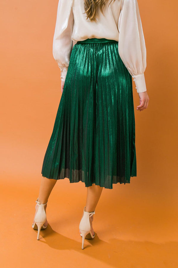 NEW ATTRACTION PLEATED MIDI SKIRT.