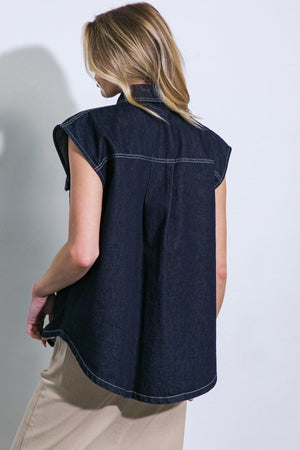 LET'S JUST RELAX DENIM TOP.