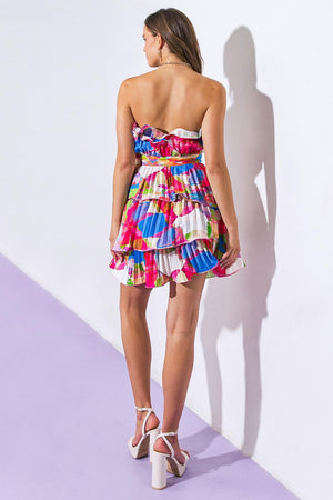 PARADISE PALMS WOVEN MINI DRESS.