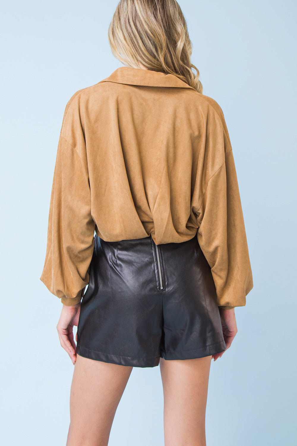 NEARLY PERFECT FAUX SUEDE TOP