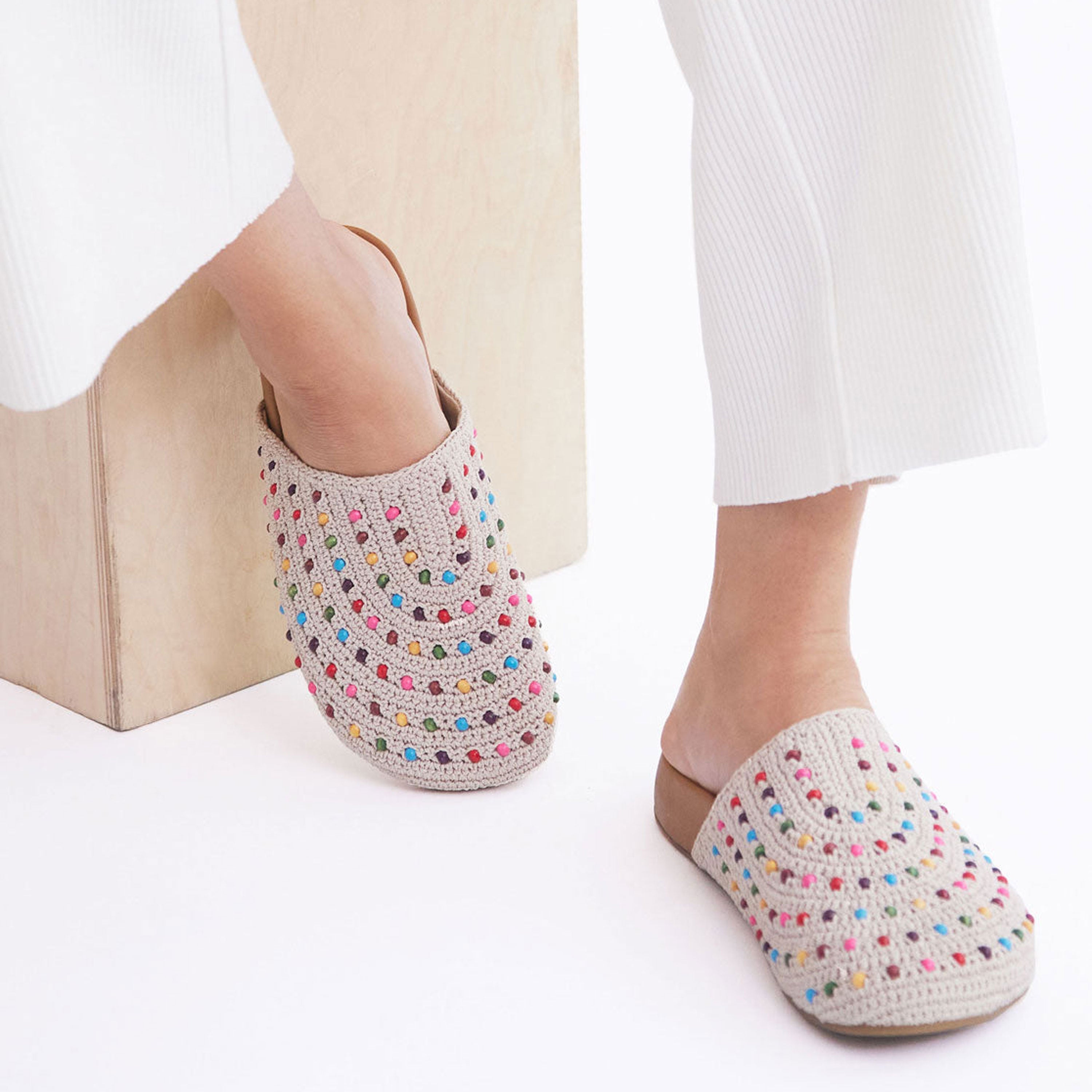 Bolinas Clog - Hand Crochet - Ecru Multi Beads