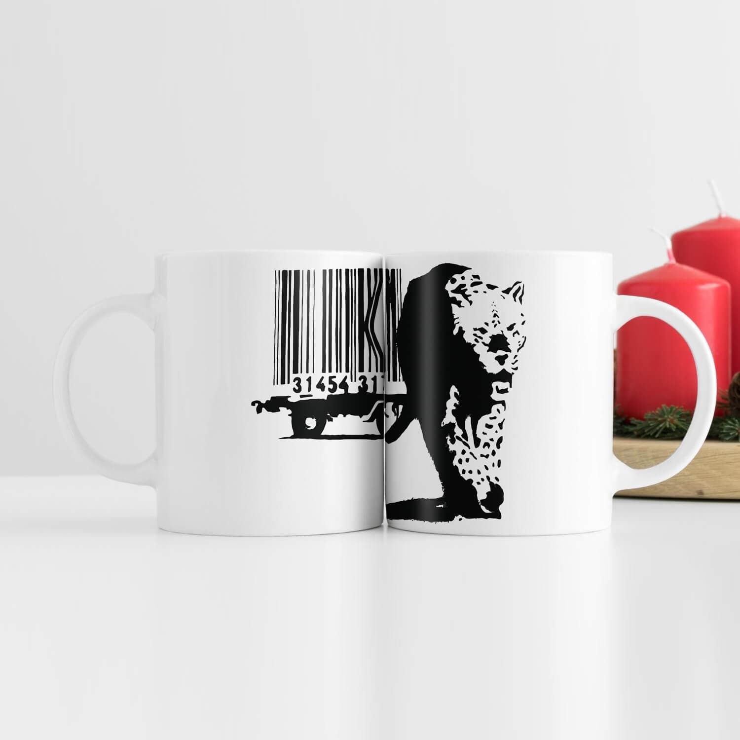 Banksy Barcode Leopard Mug