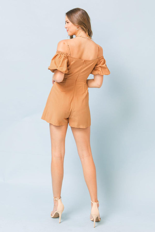 LOVE STROLLER WOVEN ROMPER.