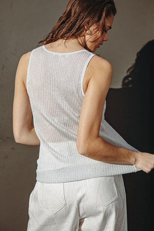 BLISSFUL LOVE WOVEN TANK TOP.