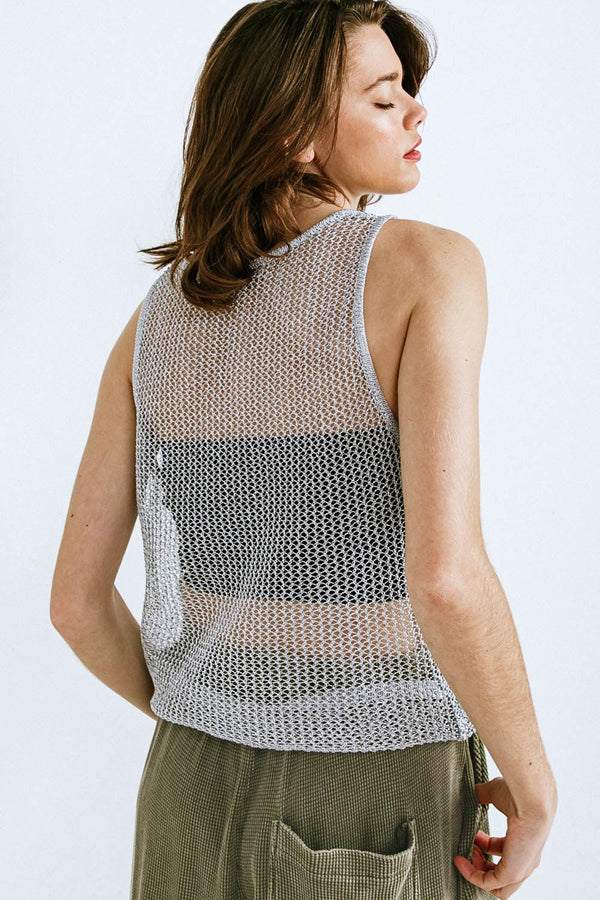 LOST IN THE WAVES WOVEN TANK TOP.