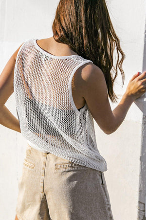 LOST IN THE WAVES WOVEN TANK TOP.