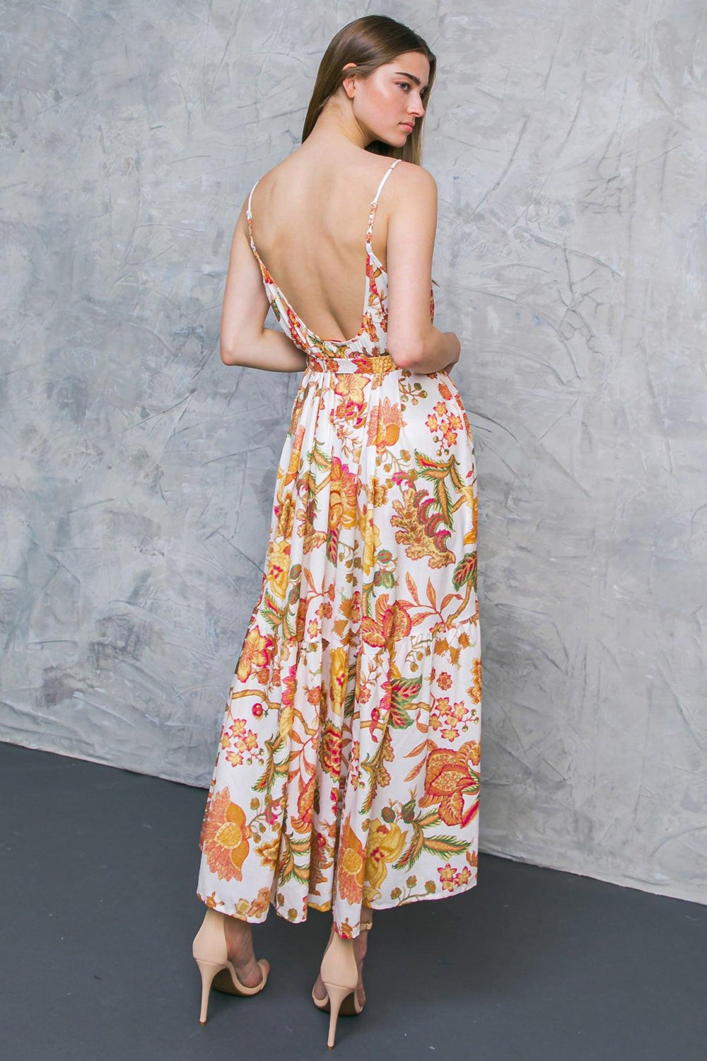 WE GO UP WOVEN MIDI DRESS.