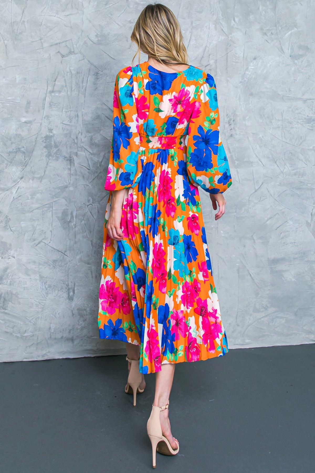 FIND YOUR FLOWERS WOVEN MIDI DRESS.