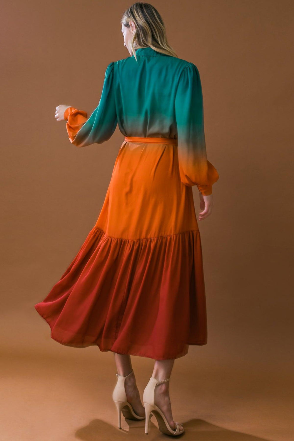 SHOW STOPPER WOVEN MIDI DRESS.