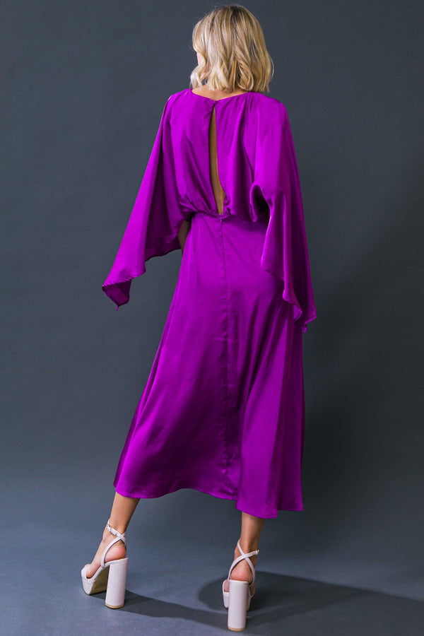 CAUGHT FEELINGS WOVEN MIDI DRESS.