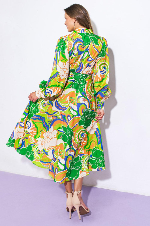 DESIRABLE STYLE WOVEN MIDI DRESS.