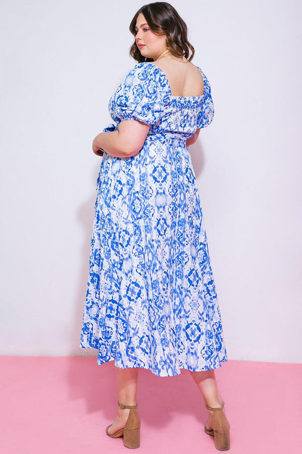 GOTTA GET GOING WOVEN MIDI DRESS.