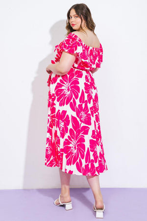 LOVE SCRIPT WOVEN MIDI DRESS.