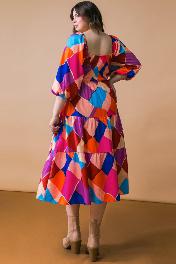 PULLING HEARTSTRINGS WOVEN MIDI DRESS.
