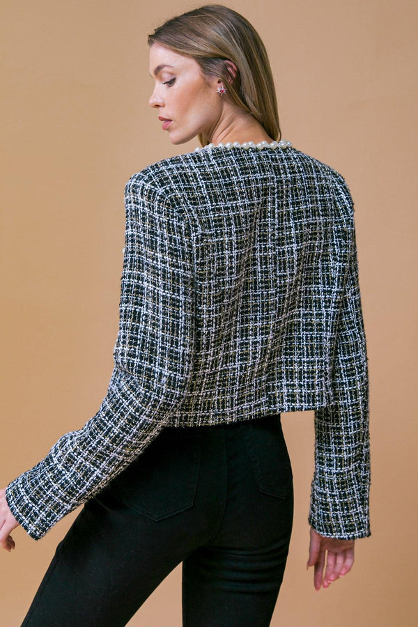 GUEST OF HONOR TWEED CROP JACKET.
